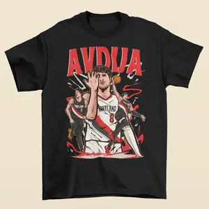 Deni Avdija Cartoon Style Portland Basketball T-Shirt - Men’s Adult Sizes, 100% cotton tee, unisex style