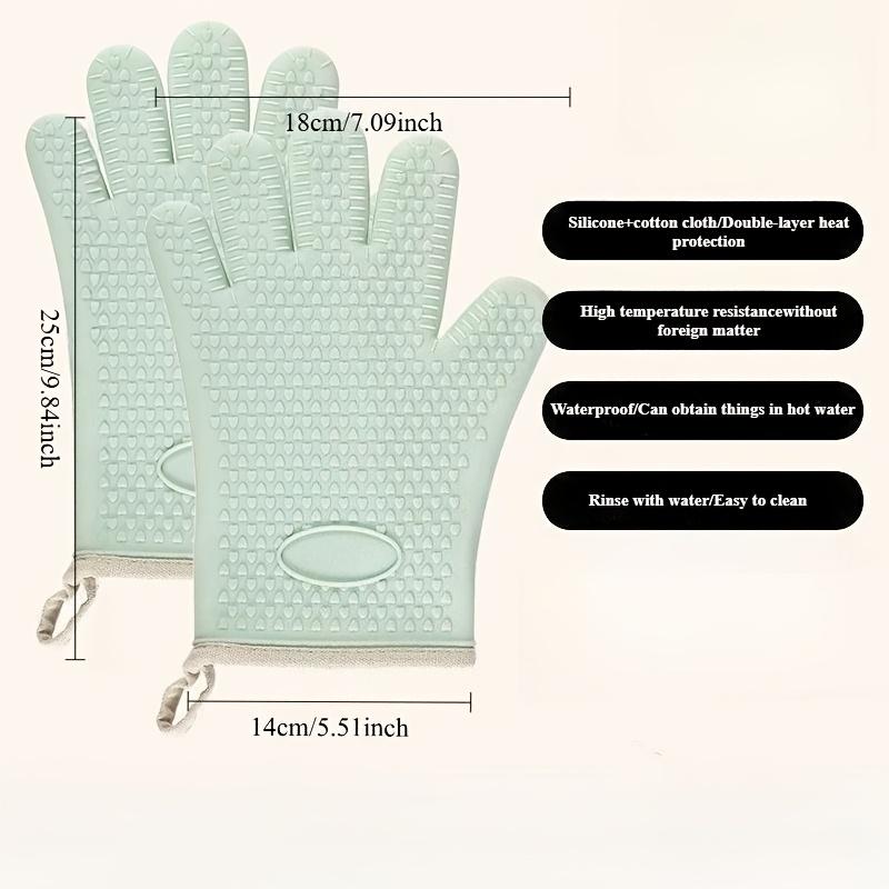 2pcs Set, A Pair of Thickened Heat-Resistant Oven Mitts, Non-Slip Silicone Gloves, Breathable Kitchen Oven Mit