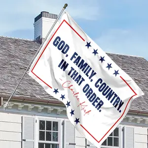 Kirk God Family Country House Flag, A True Patriot Kirk Memorial Patriotic Activist & Human Rights Support Flag Charile Freedom Memorial Canvas Flag (Flagpole Not Included)