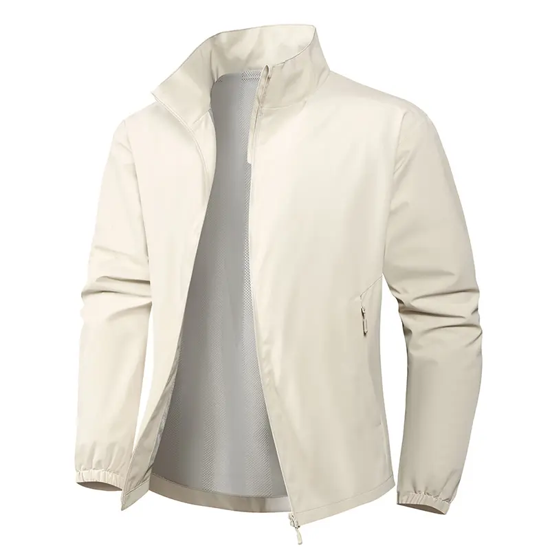 Men's Stand Collar Softshell Jacket Lightweight Windproof Zip Up Mesh Lined Casual Outerwear for Daily Commute Hiking Travel