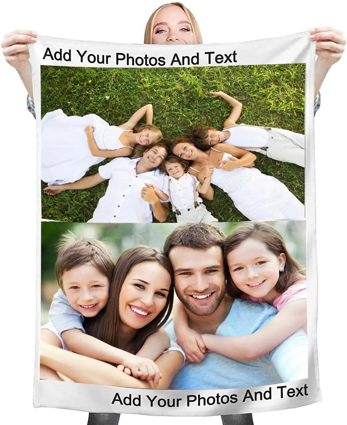 Fleece Blanket Personalised Photo Custom Personalized Throw Blanket Dog Super Soft Collage Customised Pictures Names Texts For Baby & Adult With Pet Photos Birthday Wedding Gift