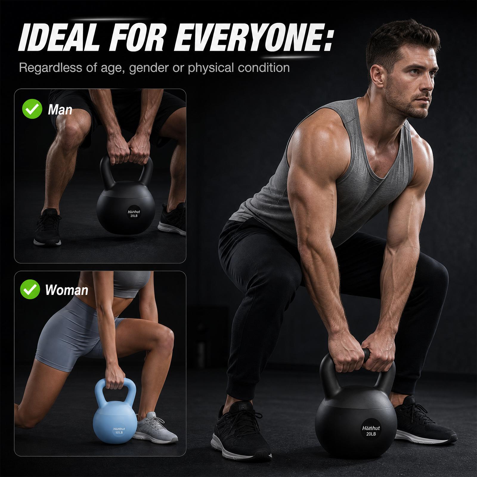 Homhut Eco-Friendly 15 lb Durable Soft Kettlebell with Handle, Non-Toxic Fitness Equipment for Home Gym Strength & Core Training Conditioning, Sports & Outdoor Gym Accessory, No