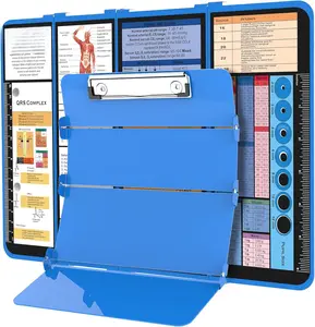 Clipboard Foldable-4 Layers  Nurse Foldable Clipboard   Edition Cheat Sheets,  Pocket Size Pen Clip Pocket Clipboard for  Students School and Doctors- Blue