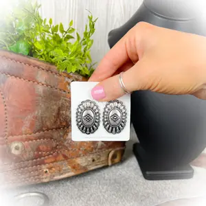 Rancher’s Wife Western Statement Stud Earrings | Aztec Concho Western Studs