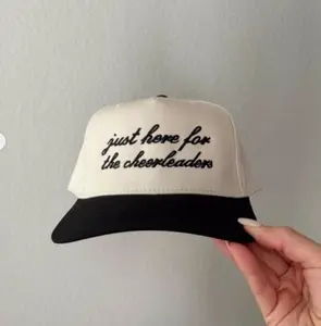 just here for the cheerleaders embroidered trucker hat