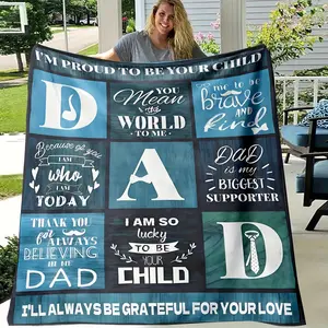 Dad Gift, Son Daughter Gift Blanket for Dad, Birthday Gift, Father's Day Gift, Gift, Suitable for Sofa, Bed, Travel, Outdoor, Comfortable, Office, Flannel Blanket, Small Cover Blanket, Lunch Break Blanket, air Conditioning Blanket Fathersdaygift