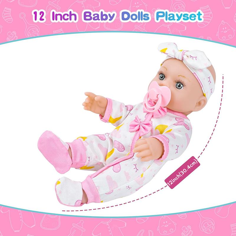 12-inch Reborn Baby Doll with Matching Outfit，Paired with Sleeping Bag Set And Paciffer， Halloween/Thanksgiving / Christmas gifts