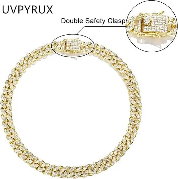 Cuban Link Design Alloy Necklaces for Men, Exquisite Chain Jewelry with Party-Ready Ice-Bright Look, Iced Out Gold Miami Style, Everyday Wear Accessory with Gift Box Pendants, Alloy Chain, Everyday Wear, Anniversary Necklace, Cubanchain Necklace