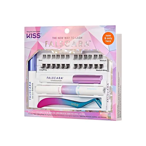 Falscara Ultimate Starter Kit | DIY False Lash Extensions, Natural, Cluster Lash, Wispy Lashes, 24 Wisps, 10mm-14mm