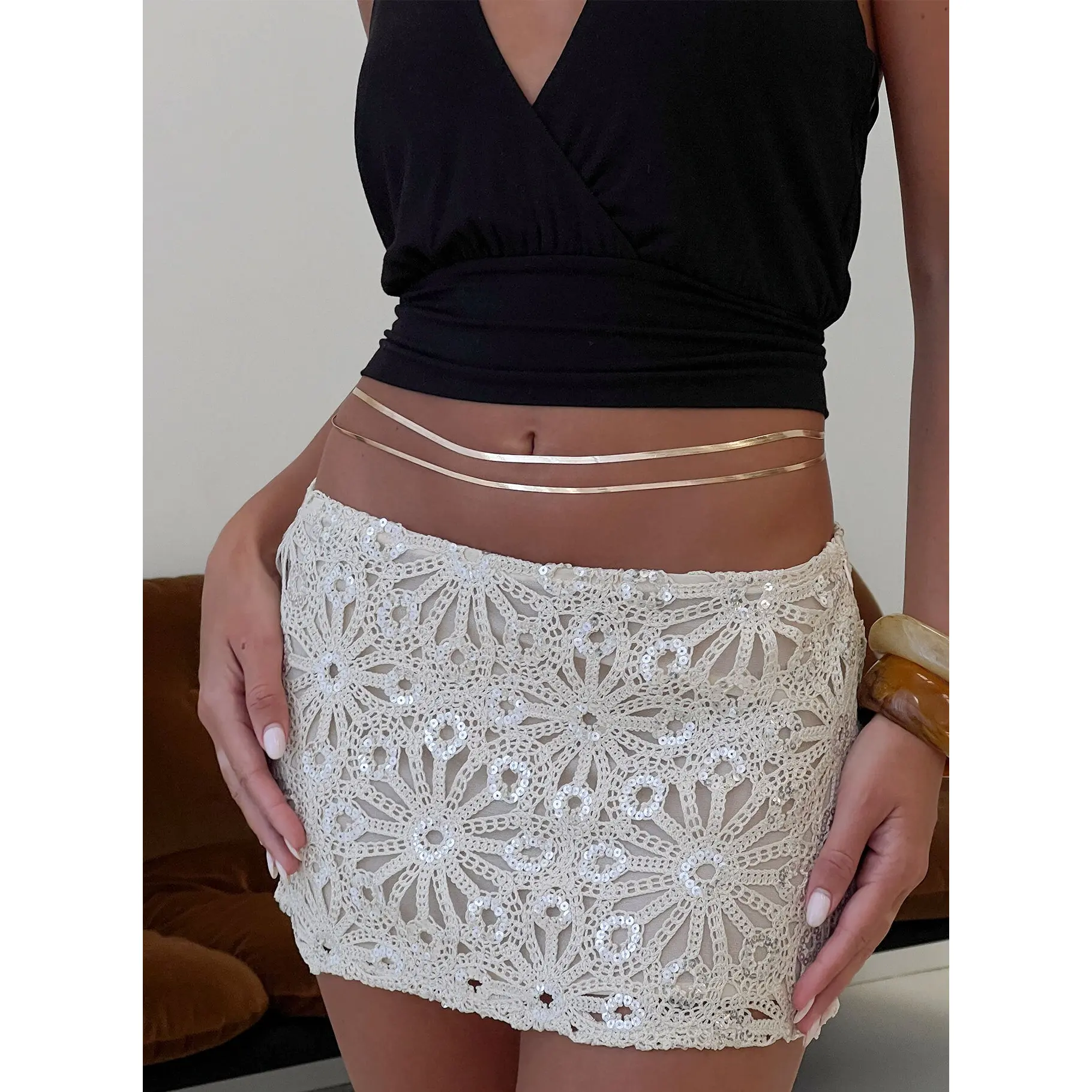 Clariel Layered Snake Chain Belt Gold