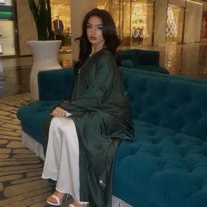 Hurrem Abaya Green - Stylish Outfit with Round Sleeves and Comfortable Fit, Perfect for Any Occasion