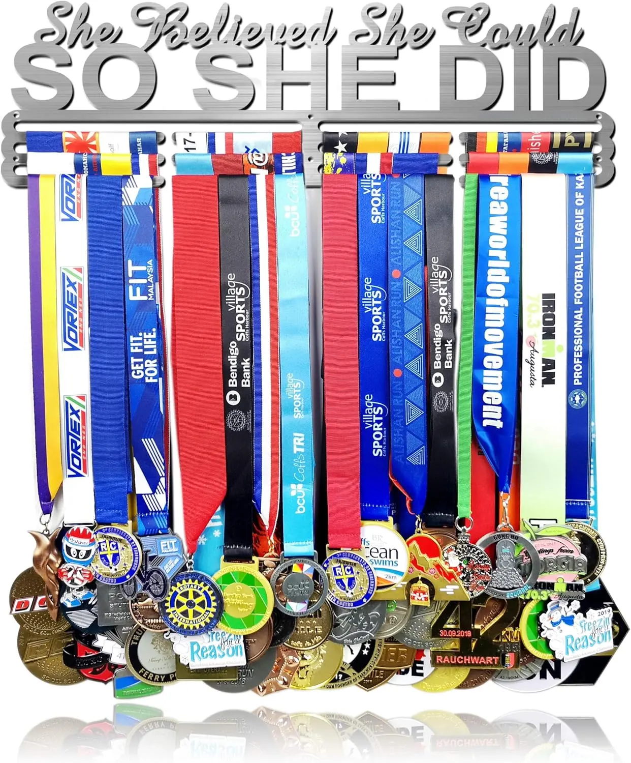 She Believed She Could SO SHE DID Race Medal Holder Wall Hanger,Marathon Runner Medal Display,Running Medal Display, Medal Holder for Wall, Sports Medal Hanger Display Gifts
