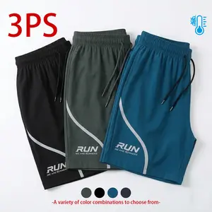 Men's Running Shorts: Ice Silk,Quick-Dry,Breathable,Gym Training,Fitness Trunks,Reflective Strips for Night Running Safety,Lightweight Athletic Bottoms,Elastic Waist Workout Gear,CasualOutdoor Sportswear,Multipack Set,High-Elasticity Performance Apparel
