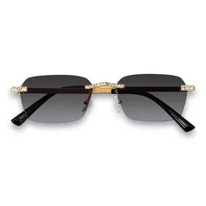 Baguette Stone Sunglasses – Smoke Lens Rimless Design