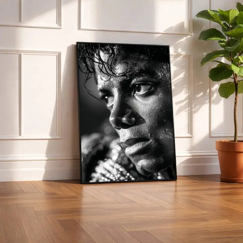 Michael Jackson Poster, King of Pop Wall Art, Limited Edition Print, Black and White Music Decor, Collector Gift - Poster Print Unframed