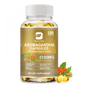 BEWANTS Ashwagandha Capsules 2100mg - Organic Ashwagandha Supplement - Calm Support, Mood Support & Natural Energy Support Supplement for Men and Women - 120 Softgels, 60-Day Supply
