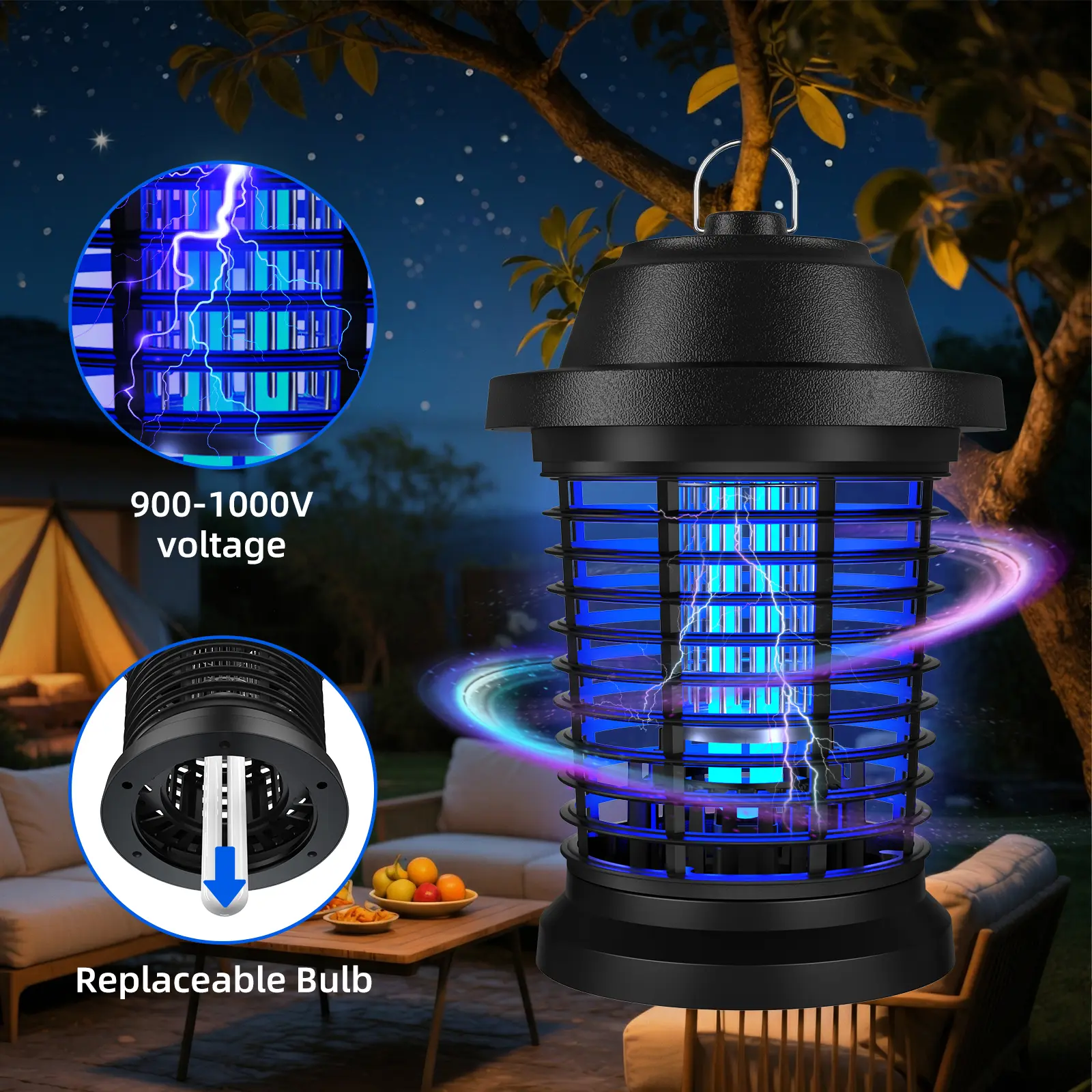 Bug Zapper T9 Pro Outdoor Electric Bug Zapper & Mosquito Killer, Fly Trap(3-Prong Plug, 90-130V, Durable ABS Housing