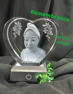Hopeviews Cherished Memorial Keepsake Heart Crystal Image for Loved One - Custom Design with Laser Engraving & Optional Video QR Code - High-Quality K9 Crystal - 3D Patterns & Text - Personalized Tribute Gift