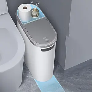 Compact 10-liter/ 2.64-gallon Trash Can with Lid-push-open Trash Can Suitable for Narrow Space, Durable Plastic, Ideal for Home Finishing.