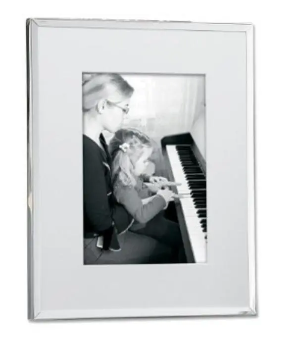 212 MAIN Silver-Plated Heavy-Weight Rectangular 8x10 Metal Picture Frame, Beveled Mat, High Polish Finish, Wall-Mountable, Vertical/Horizontal Display, Baby & Maternity Decor