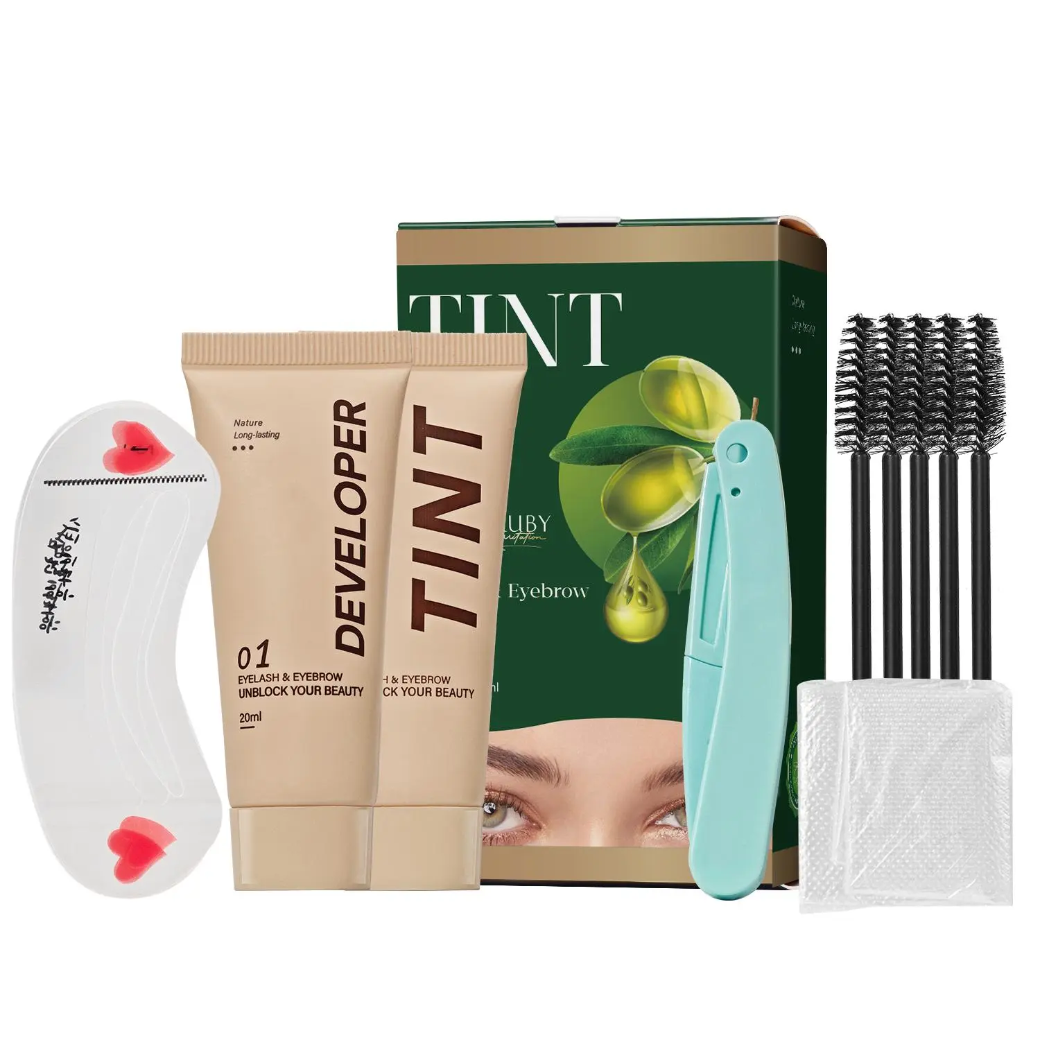 2 in 1 Eyelash & Eyebrow Kit, 1 Box Professional Eyelash & Eyebrow Dyeing Kit, Suitable for DIY Hair Dyeing, Makeup, Cosmetic, Eyebrow Set, Eyebrow Tinting Cream