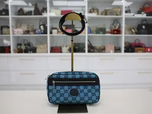 Pre-owned GUCCI GG CANVAS Belt Bags GUCCI BLUE GG MONOGRAM BELT BAG