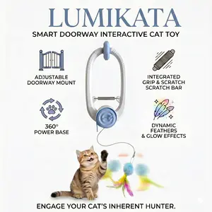 Interactive Cat Toys for Indoor Cats, Automatic Electric Flying Bird Feather Wand Toy, Best Kitten & Adult Cat Enrichment Toy Hanging Electric Kitty Toys for Bored Cats, Light Blue