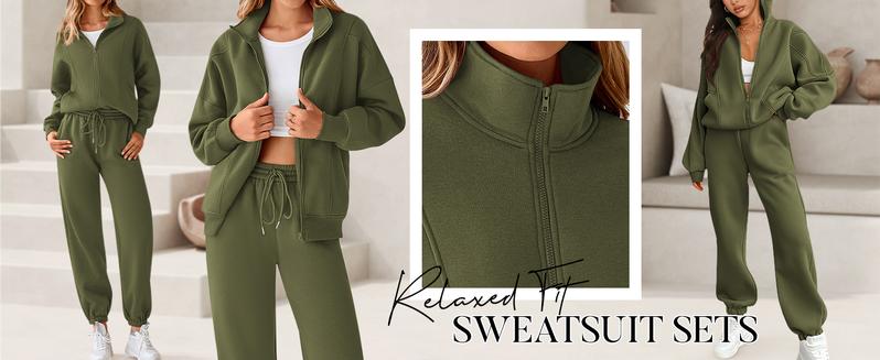 BTFBM Women's Fleece 2-Piece Set - Long Sleeve Zip Up Sweatshirt and Sweatpants for Fall and Winter Casual Matching Outfits - Overalls, Womenswear BTFBM Women's Fleece 2-Piece Set - Long Sleeve Zip Up Sweatshirt and Sweatpants for Fall and Winter Casual Matching Outfits - Overalls, Womenswear