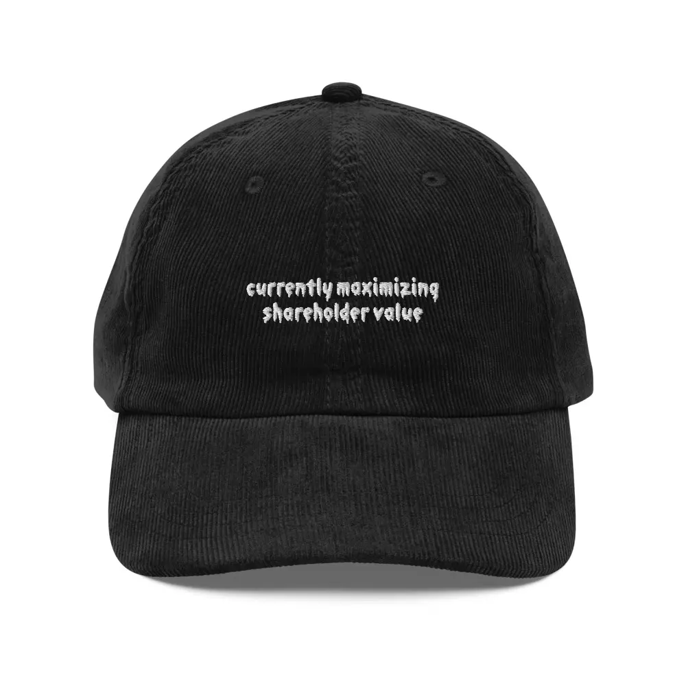 Funny Embroidered Corduroy Dad Hat - Corporate Humor Cap with Adjustable Buckle Strap, Low Profile Office Wear Funny Gift, Funny Gifts, Adjustable Strap