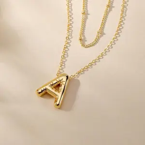 Gold Initial Necklaces for Teens Women, Teen Gifts Trendy Layered Bubble Letter Choker Necklace Jewelry Birthday Gifts for Teens Women Teenage