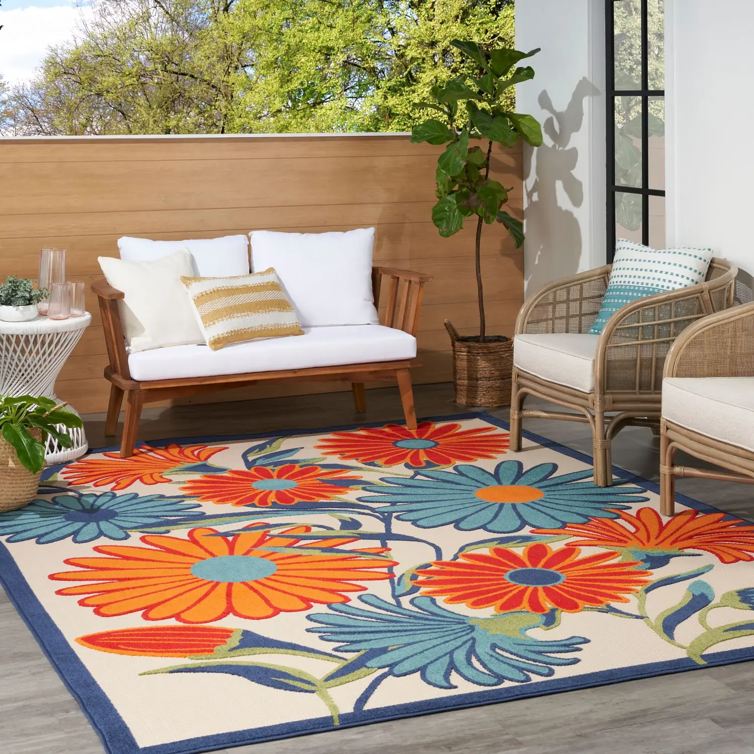 Nourison Aloha Daisy Floral Area Rug, Flatweave Outdoor Option for Living Room, Rugs For Living Room Nourison Aloha Daisy Floral Area Rug, Flatweave Outdoor Option for Living Room, Rugs For Living Room