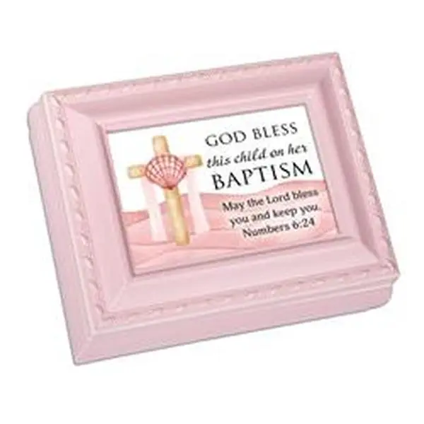Dicksons TS801SP KeepsakeBox God Bless Child Baptism Pink
