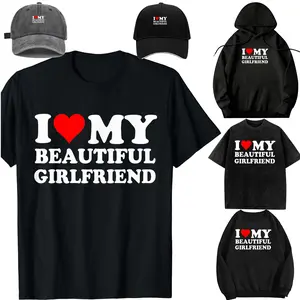 Family set-DIY-Unisex-Hoodie-cap-kid-Funny I Love My Beautiful Girlfriend I Heart My Beautiful GF T-Shirt