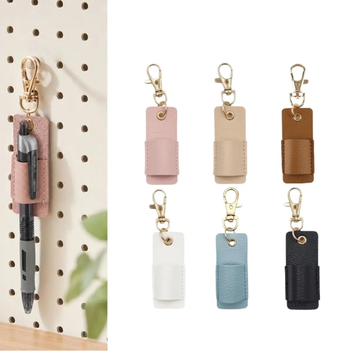 6 Packs Lanyard Pen-Holder, Portable Anti-Lost Pen Holder, Pen-Lanyards Pencil Badge Holder Pocket PU Leather Pen Keychain for Pencil Badges Clipboard Nurses Office Courier