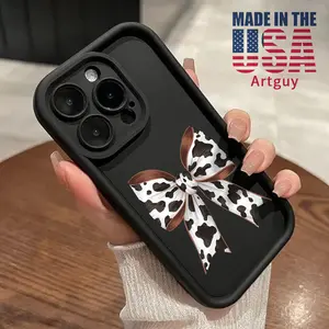 Case for iPhone 16 Pro Max 15 Plus 16E 14 13 12 11 XS XR Trendy Cow Print Bow Advanced fashion gift Anti-Scratch Shockproof Soft Silicone Protective Cover