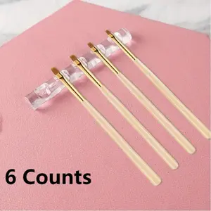 6 Counts 5-Groove Brush Rack, Transparent Painting Pen Rest Holder, Acrylic Nail Art Brush Display Holder, Art Supplies Organizer, Desk Organizer, Clear Organizers