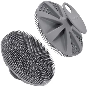 Antimicrobial Silicone Body Scrubber, Exfoliating Body Scrubber for Sensitive Skin, Eco-Friendly Shower Scrubber for Body, Silicone Body Brush for Showering, Cleaning Round