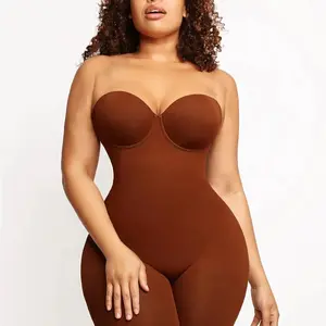Back Smoothing Underwire Cup Push Up Bra Strapless Shortie Bodysuit