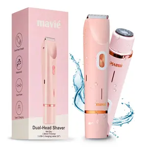 Mavié Dual-Head Bikini Trimmer For Women - Painless Electric Razor For Face & Body, Cordless Wet & Dry Shaver, IPX7 Waterproof, Type-C Rechargeable