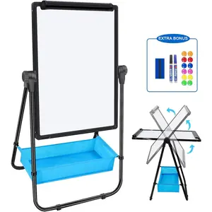 Dry Erase Board with Stand - Double Sided 28"x20" Portable Writing Whiteboards, Height Adjustable & 360? Rotating U Stand  Whiteboard for , School, Restaurant & Presentation