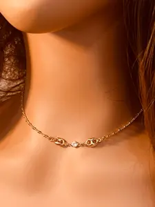 Gold Filled Puff & CZ Necklace | Sparkling Accent Chain Layer