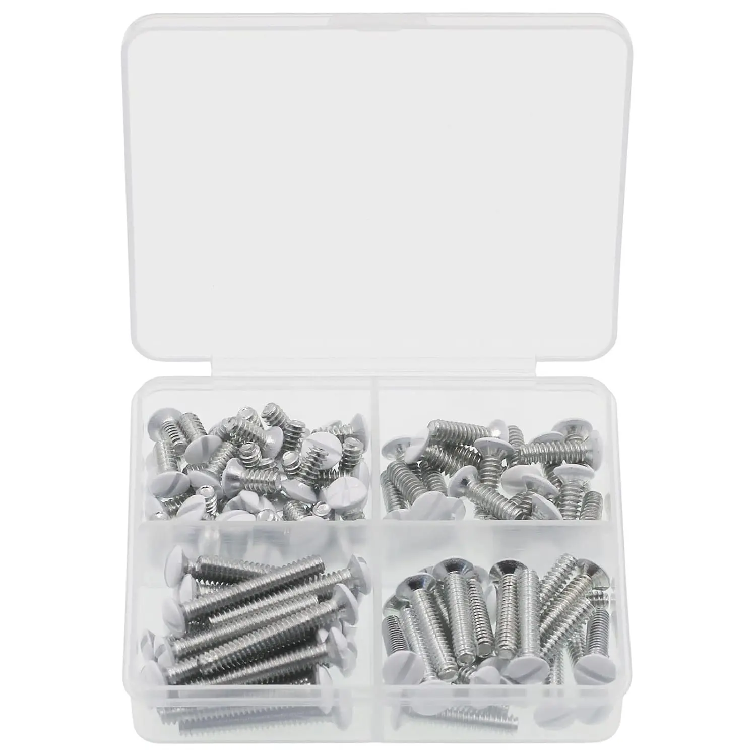100 pcs White Outlet Screws 6-32 Thread Light Electrical Cover Panel Switch Plate Screws 4 Length Assorted Sizes (3/8", 1/2", 3/4", 1 inch)