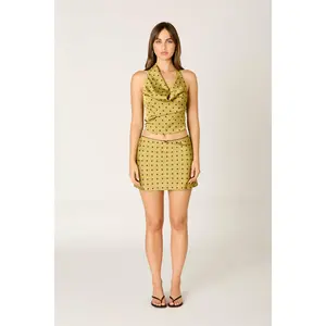 Draped Polka Dot Halter Top