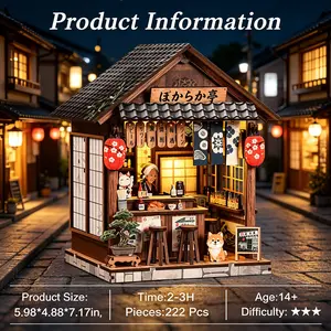 DIY Japanese Izakaya 3D Model Kit, DIY Kits, Handmade Miniature Scene House, Creative Stress Relief Decor, Perfect Gift Idea