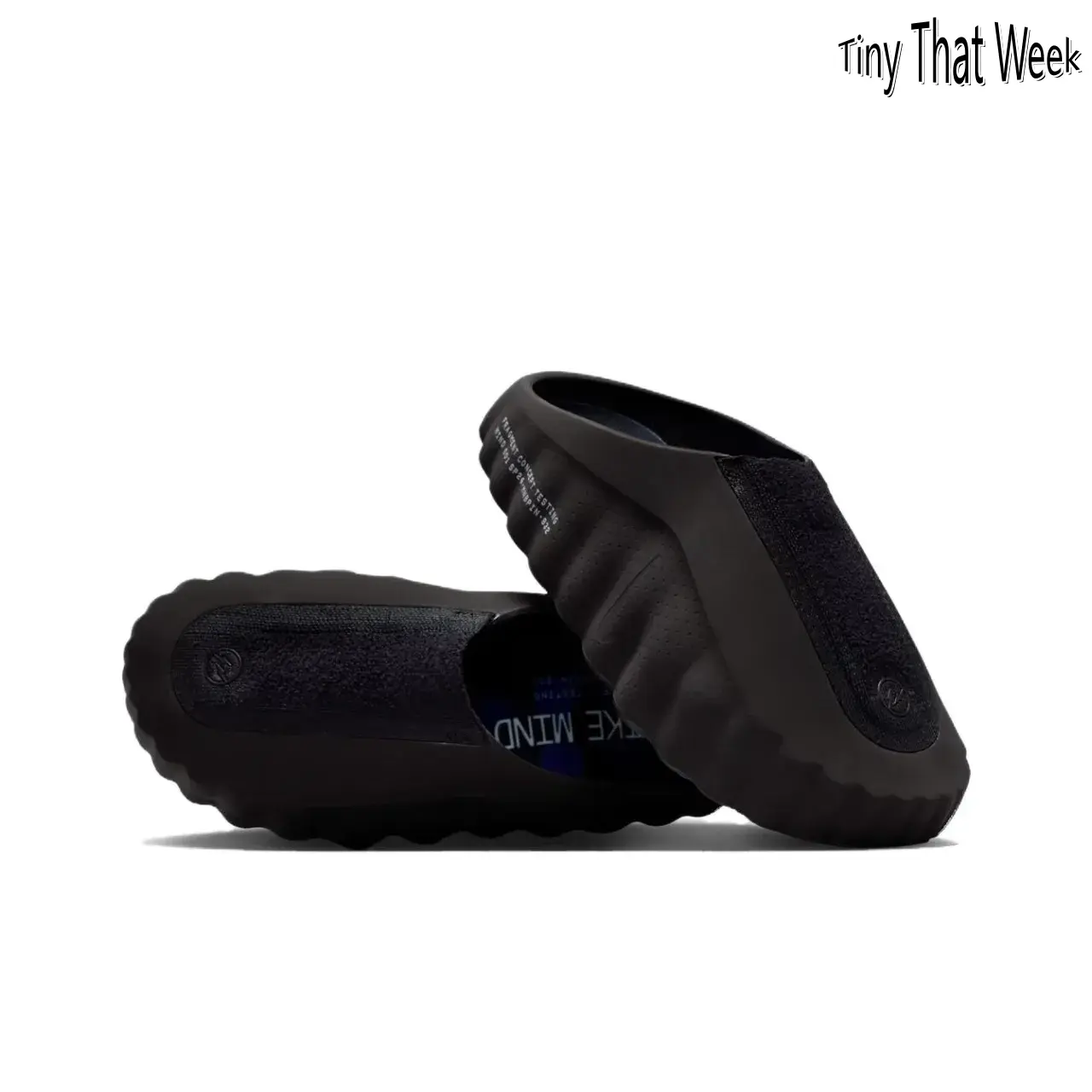 Black Concept Testing Mule Slides, Blue Cushioning Massage Outsole, Breathable Fabric Upper, Futuristic Tech Slides