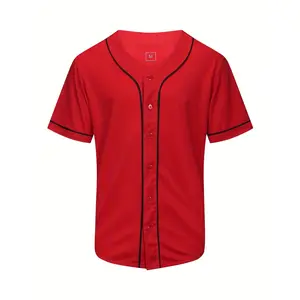 Men's Button-Down Baseball Jacket Short Sleeve Hip-Hop Sports Baseball Shirt