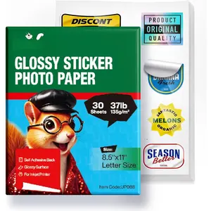 Glossy Sticker Paper for Inkjet Printer,30 Sheets 8.5 x 11Inches 6.5Mil Printable Self Adhesive Photo Paper Priner Sticker Papers for Inkjet Printer Dries   Color