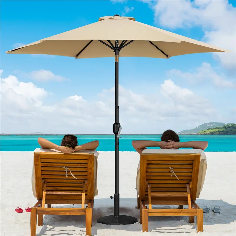 【On Sale】 Yaheetech 7.5/9/10FT Patio Umbrella w/ Push Button Tilt and Crank, Outdoor Garden Table Umbrella for Garden, Deck, Backyard, Pool, Beach
