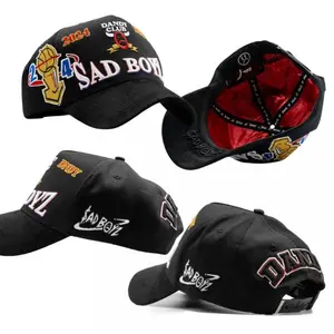 DANDY HATS X JUNIOR H SAD BOYZ JORDAN 2024 Edition Black Baseball Cap with Red Interior and Unique Bad Boyz Embroidery