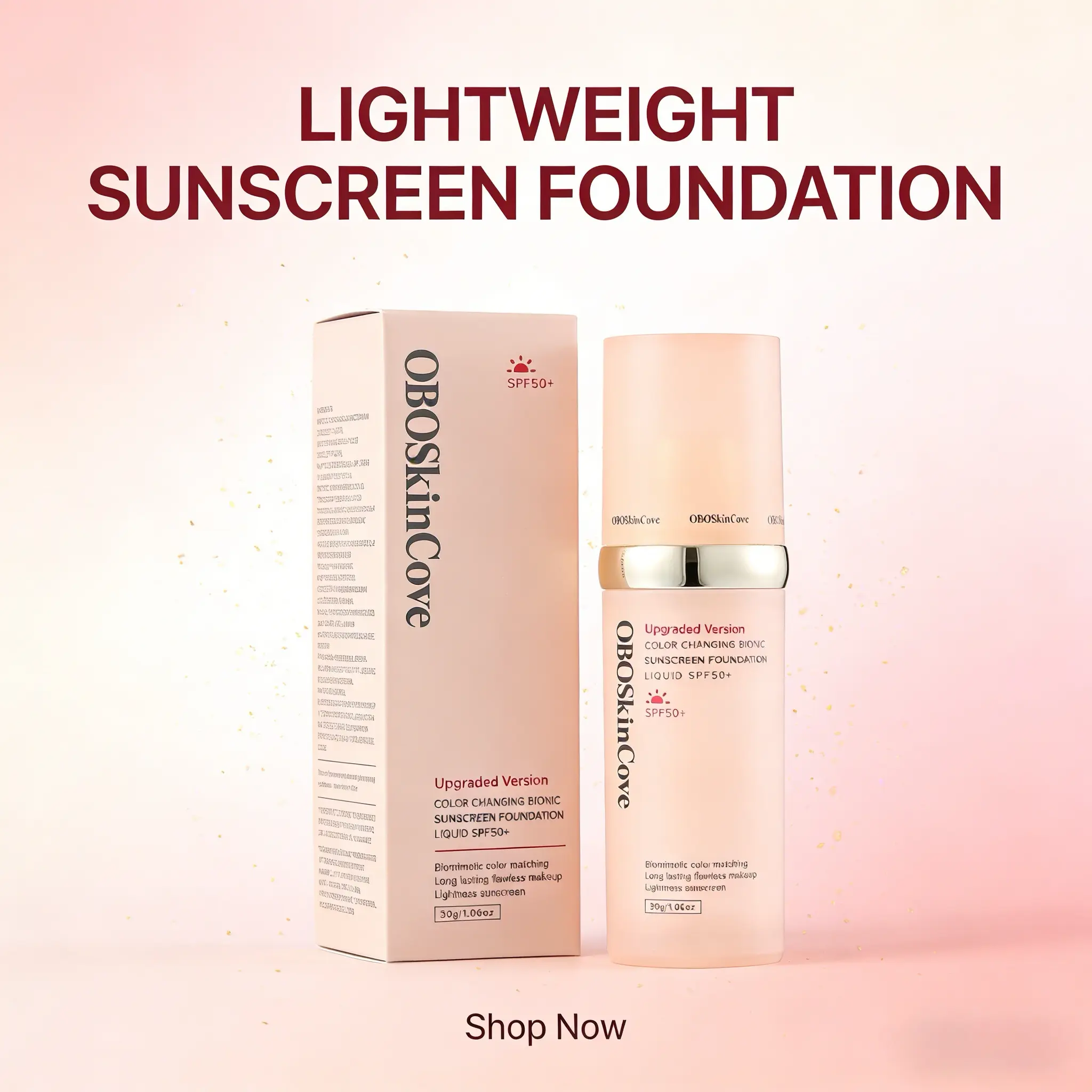 4-in-1 Color Changing Bionic Cosmetic Liquid Foundation - Upgraded SPF50+, Sunscreen, Moisturize Concealer, UV Protector for Daily & Summer Makeup (Flawless Complexion Finish), Hydrate, Moisture, Sun Protection, Even Skin Tone, Bottle